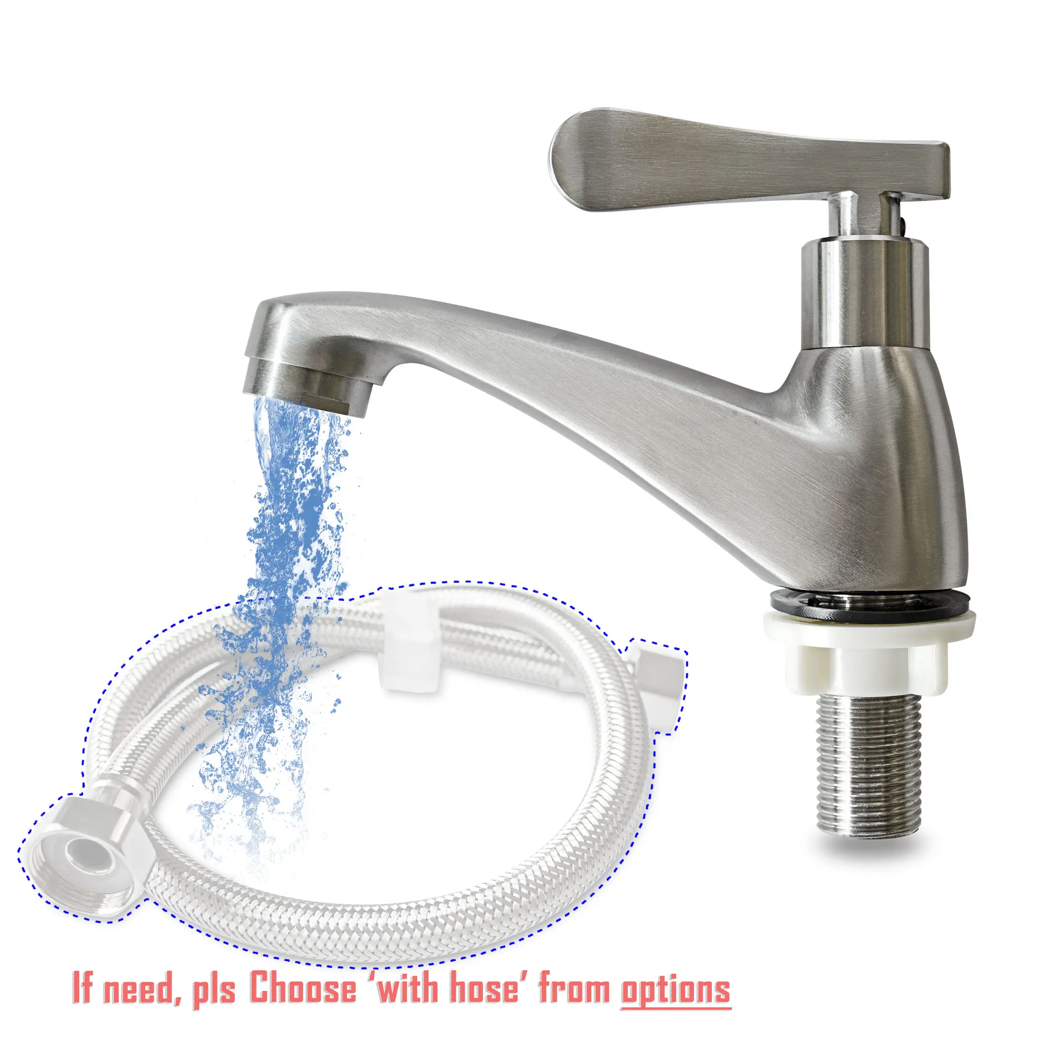 Deck Mount One Hole Cold Water Only 304 Stainless Steel Bath