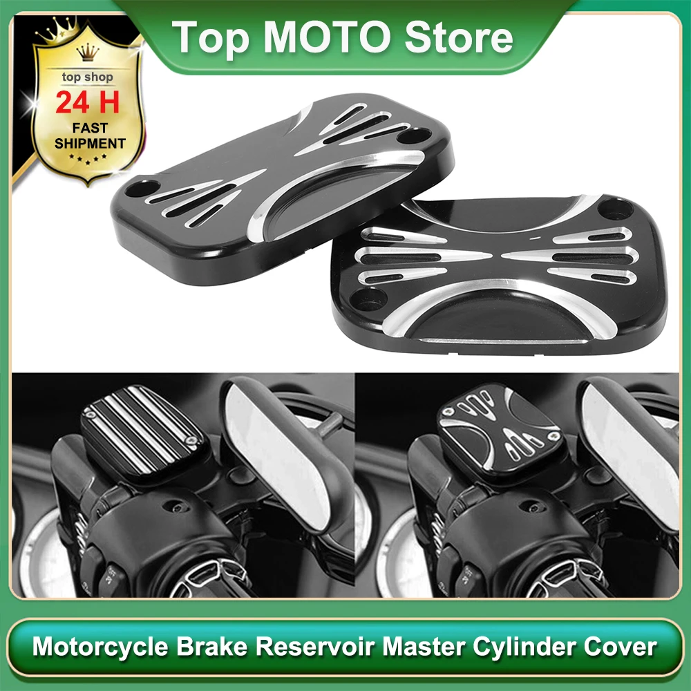 

Motorcycle CNC Brake Reservoir Master Cylinder Cover F&R For Harley Touring Road King Street Electra Glide Ultra V-Rod Night Rod