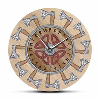 viking battle axes in circle contemporary wall clock medieval home decor nodic artwork silent sweep wall watch groomsmen gift