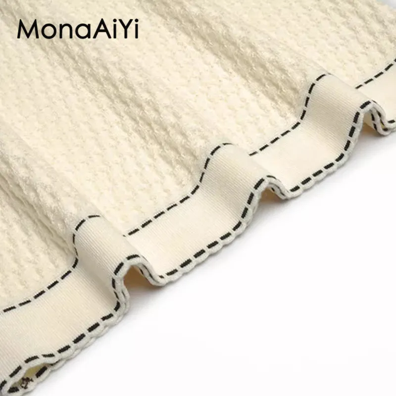 Модный женский твидовый однобортный Кардиган MonaAiyi с длинным рукавом и карманом +