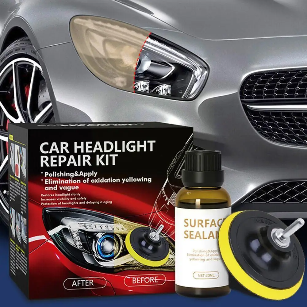 Car Headlight Restoration Kit Auto Headlamp Lens Restore Scratch Yellow Kit Restore Cleaning Oxidation Repair Tools Polishi V8z9