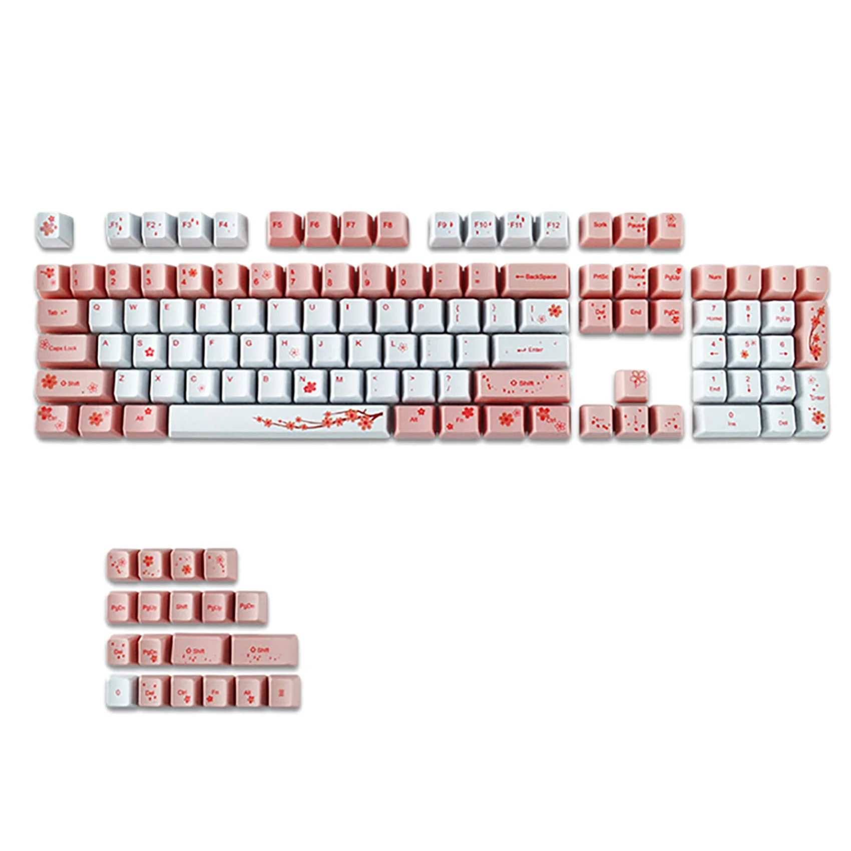 

Полный комплект механических колпачков для клавиатуры с 123 клавишами, колпачки для клавиатуры с сублимационной печатью, колпачки для клавиш с цветком вишни