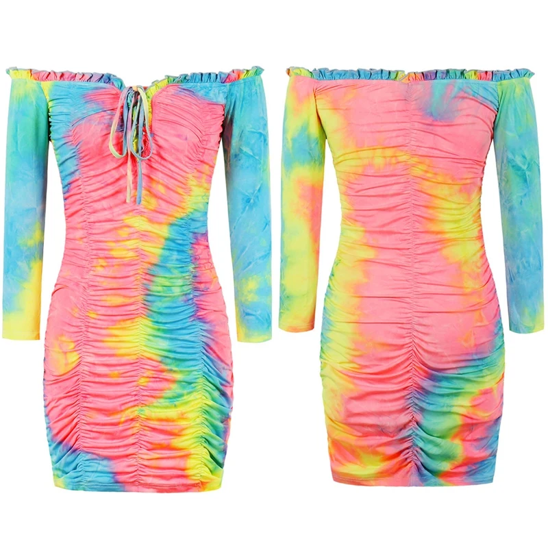 

Fashion Autumn Winter Sexy Off Shoulder Bodycon Dress Long Sleeve Mini Dress Club Night