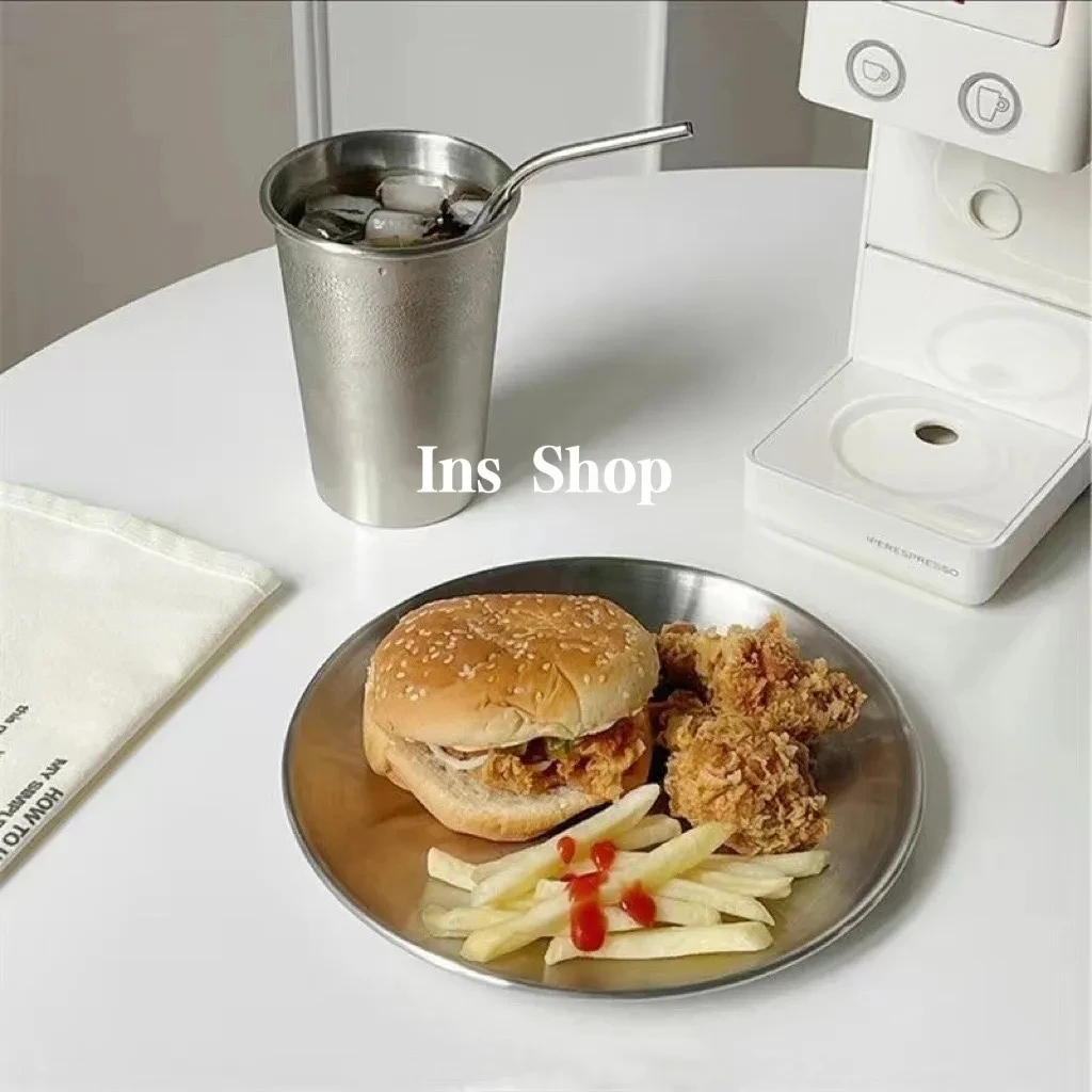 

304 Stainless Steel Straw Cup Cold Drink Cup Industrial Style Simple Fall-resistant Beer Coffee Cup Outdoor Picnic Camping Cup