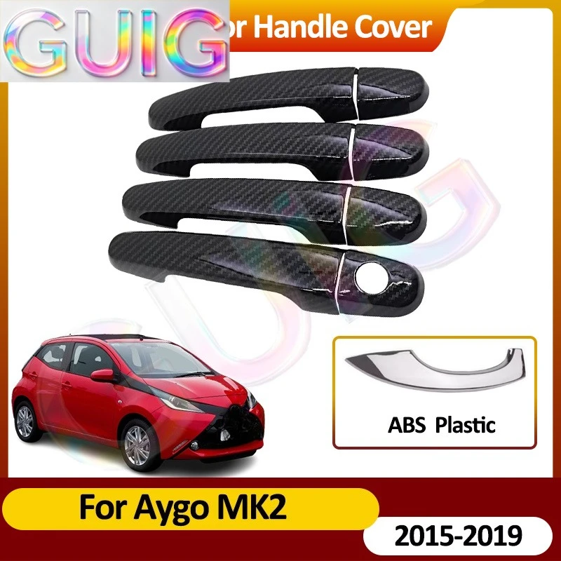Фото Для Toyota Aygo AB40 2015~2019 2018 2017: накладки на дверные ручки из углеродного волокна, стикеры, защита от царапин, аксессуары для экстерьера автомобиля №1