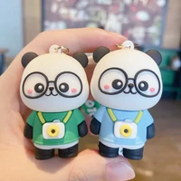 creative panda kids keychain cartoon cute photography panda doll keyring fashion couple backpack ornaments car key chain