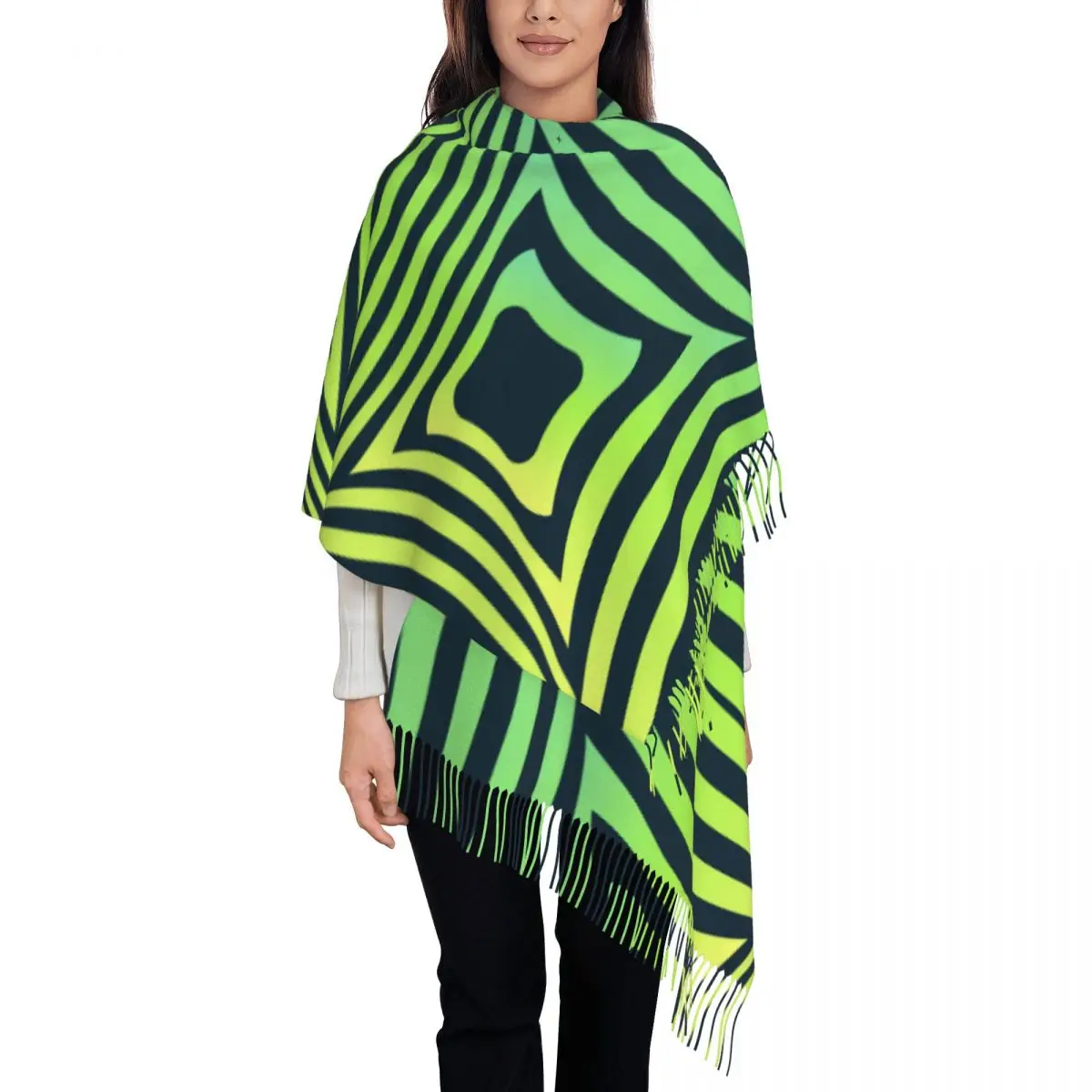 Индивидуальный Печатный художественный длинный ворс бахрома мужской шарф