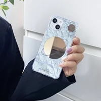 ins mirror style wrinkle plante phone case for iphone tansparent phone case for iphone 13 12 11 pro x xr xs max decor phone case