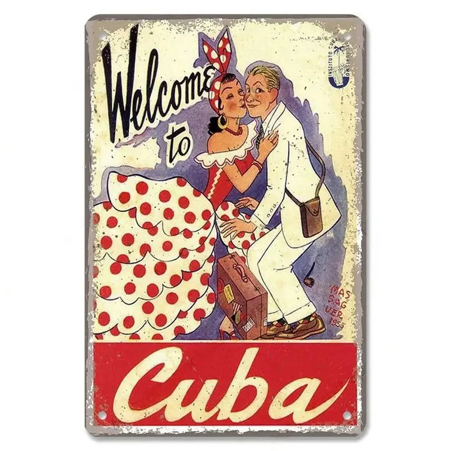 Винтажная Кубинская Гавана Металлическая Настенная Вывеска Художественная