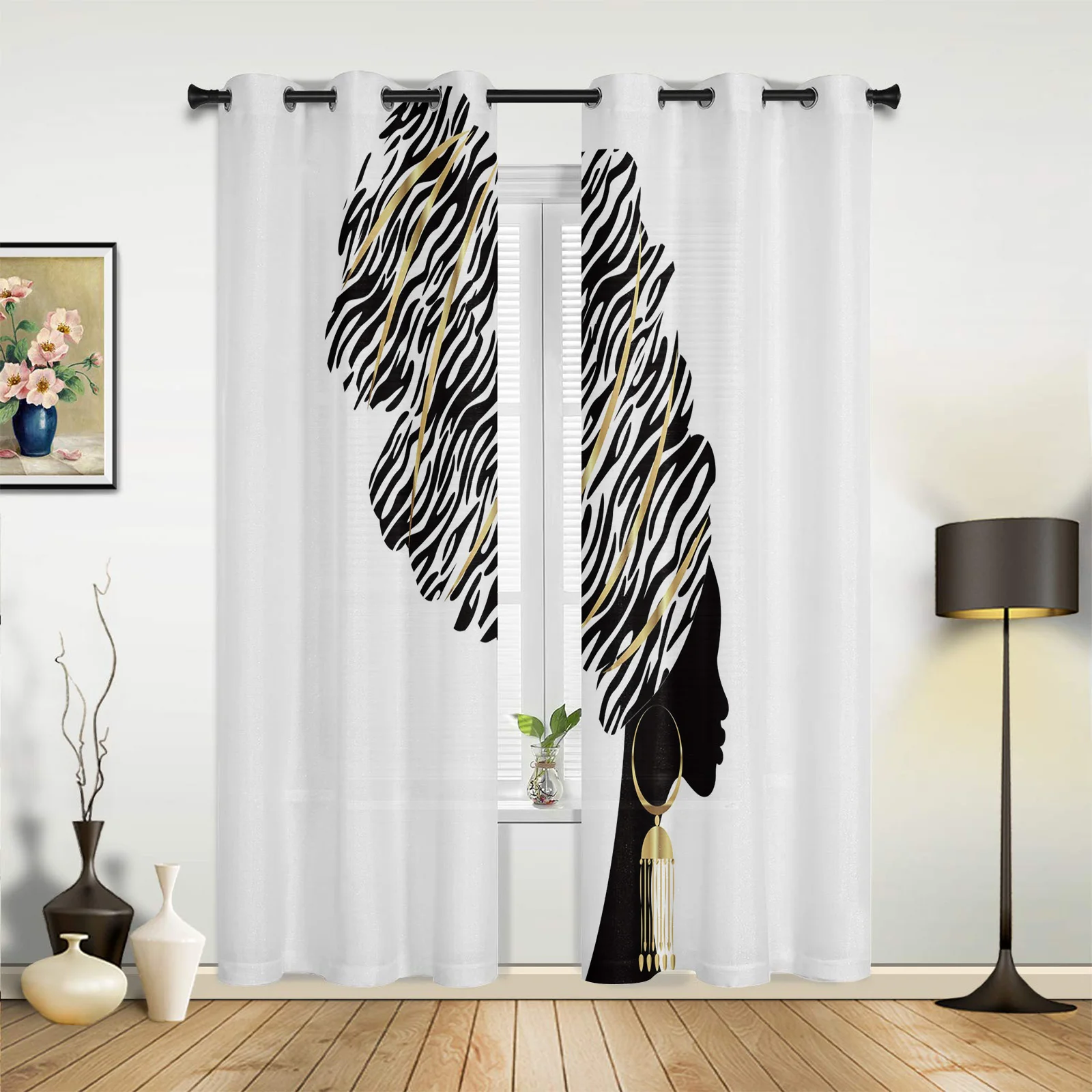 Черные женские африканские черные белые современные оконные занавески s для