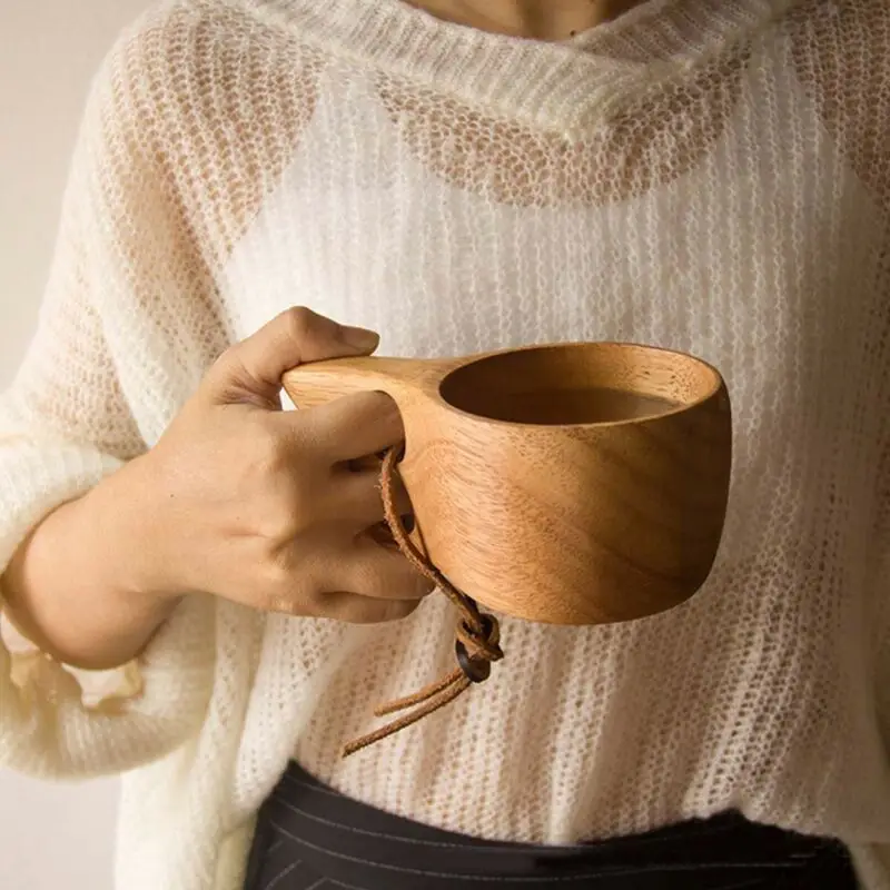 

Wooden Handcraft Cup Nordic Style Birthday Gifts Milk Drinking Mug Handmade