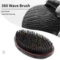 high quality private custom 360 wave brush for men pure natural 100 boar bristle oval shape curved waves hairbrush