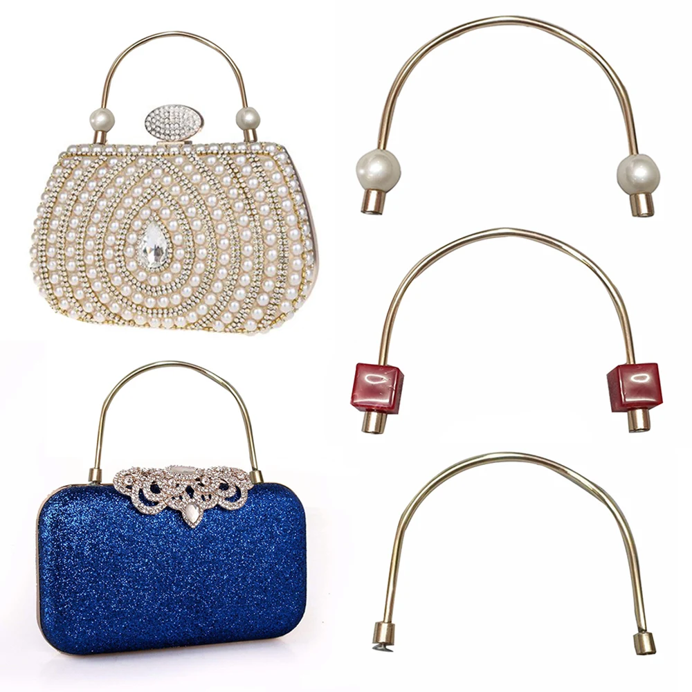 

1 шт. металлические ручки для сумочки, ремешок для сумки, элегантная ручка с-образной формы из жемчуга для сумочки «сделай сам», ручка для изготовления сумок, аксессуары
