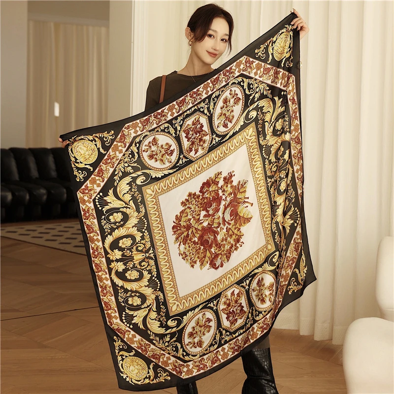 

Женский платок, модный Шелковый квадратный шарф для женщин 110*110 см, шейный платок, повязка для волос, дизайнерский мягкий шейный платок, хидж...