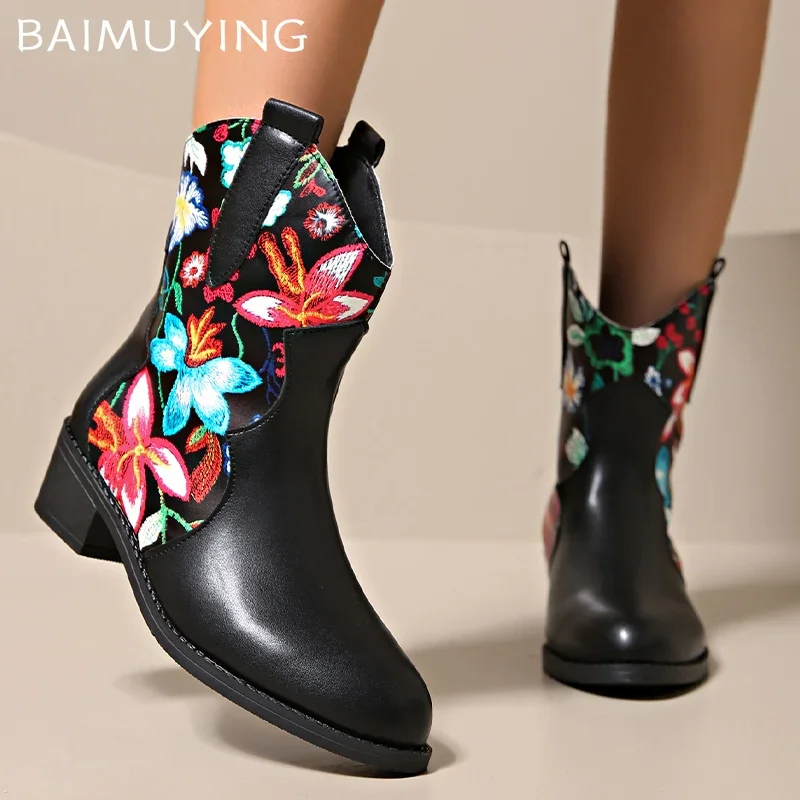 Женские кожаные ботильоны с принтом дизайнерские полусапожки острым носком на