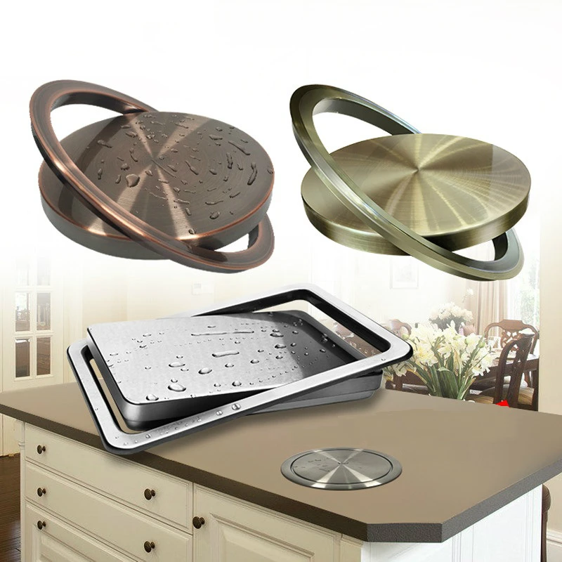 

Lid Cover Trash Bin Garbage Can Kitchen Counter Top Stainless Steel Flush Recessed Built-in Balance Flap
