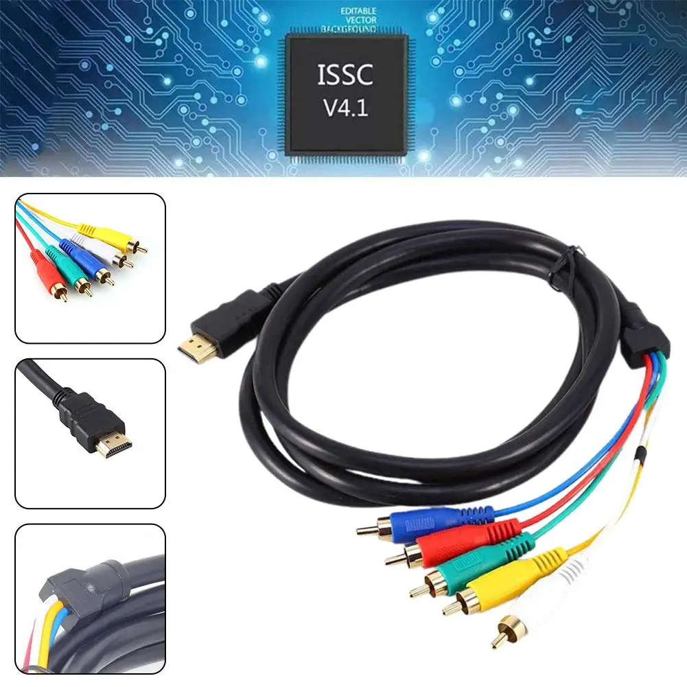 5 футов HDMI-совместимый штекер на 5-RCA RGB аудио-видео AV N золотой кабель с покрытием