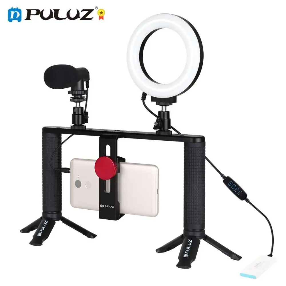 

Dimmable Vlogging Live Broadcast 4.6 inch LED Selfie Ring Light Phone Bracket Video Rig Photography Kit