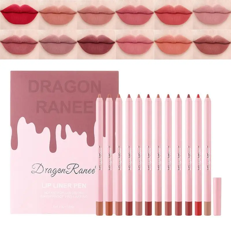 

Набор стойких карандашей для губ, 12 цветов, увлажняющая прочная подводка для губ, набор для макияжа губ, подарок для женщин