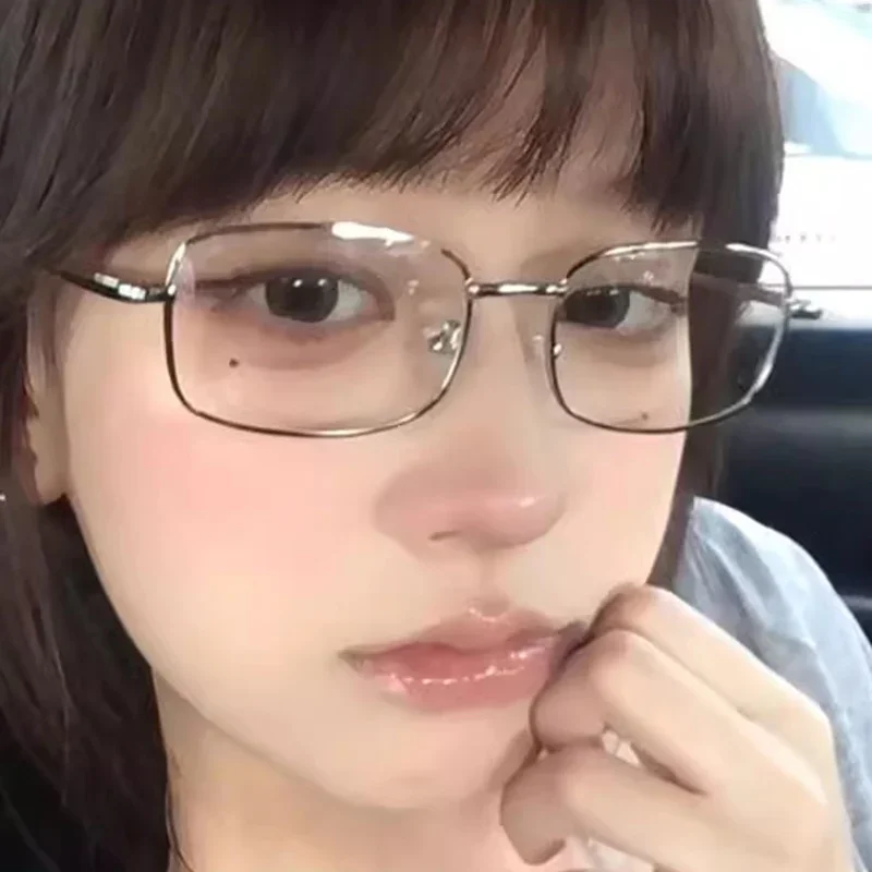 Y2K Harajuku ретро маленькие квадратные очки для женщин металлические прозрачные