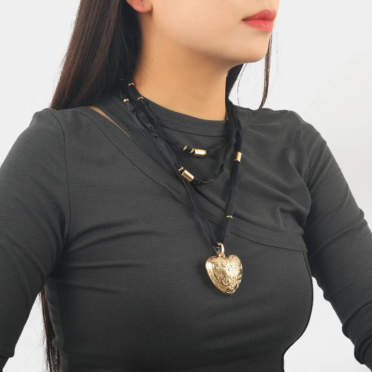 ZAA винтажные ожерелья с подвеской в форме сердца для женщин длинные веревочные