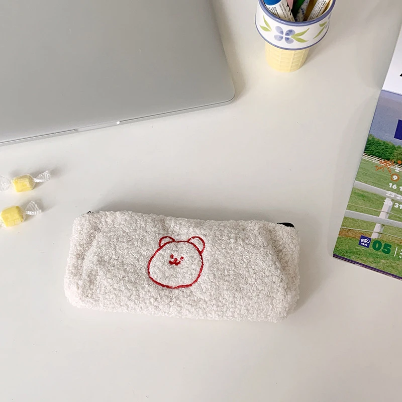 Сумка-карандаш с вышивкой вишни плюшевый пенал сумка для канцелярских