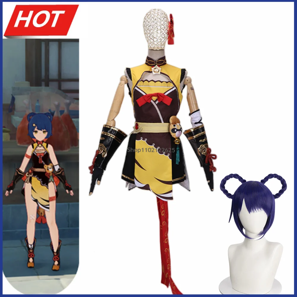 

Костюм для косплея аниме Genshin Impact Xiangling, платье, Униформа, одежда на Хэллоуин