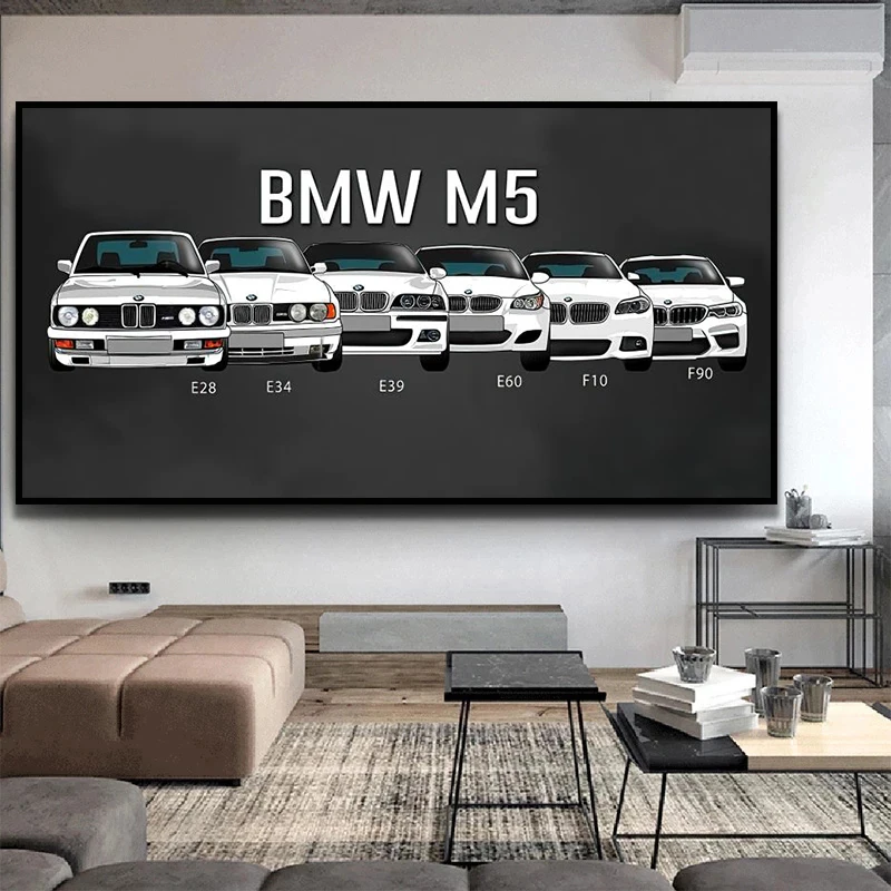 Постеры для автомобилей Bmw M5 &amp M3 M7 белая спортивная Автомобильная серия Картина
