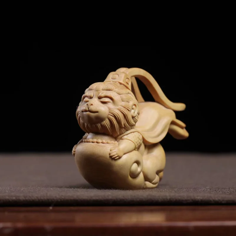 Tengyun Driving Fog Monkey King: Quest The Sutra Buxus Microphylla Резьба Ручные детали из цельного дерева