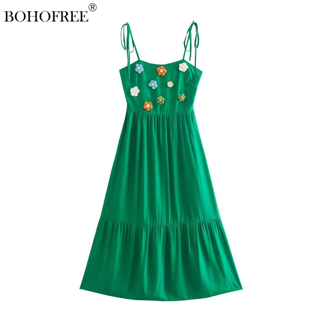 

Boho Green Dress Strapless Summer Wear Beach Dresses Flower Holiday Summer Dress Women Boho Long Maxi Dress