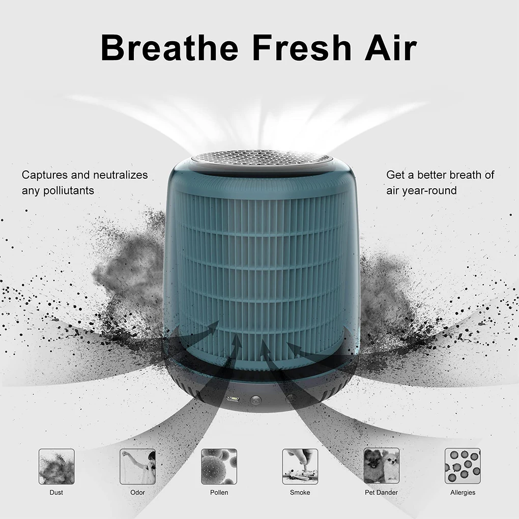 

Air Filter Rechargeable Odor Removing 2 Speed Freshener Household Living Room Office Desk Filtration Supplies Gift