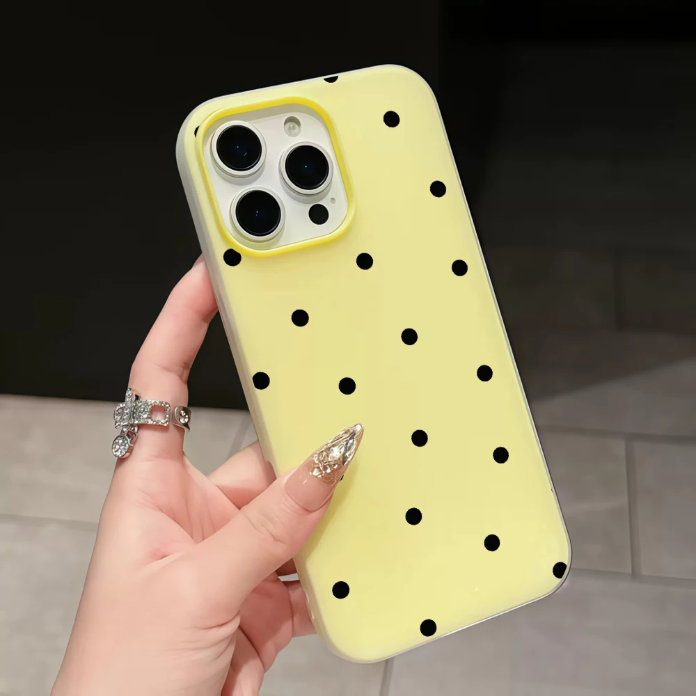 Фото Матовый чехол для телефона в горошек для iPhone 17 Pro Max, 15, 16, 14, 12, 13, 11 Pro Max, 17 Air, 14, 16, 15, 8, 7 Plus, X, XR, XS, SE, PC Macaron Cover №3