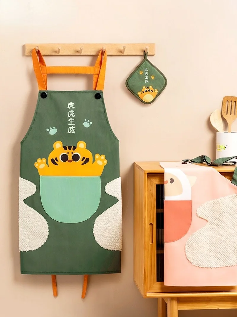 

Фартук для обнимания, кухонный домашний водонепроницаемый и маслостойкий холщовый высококачественный мультяшный тигр, тигр, шэнвэй, овца, ...