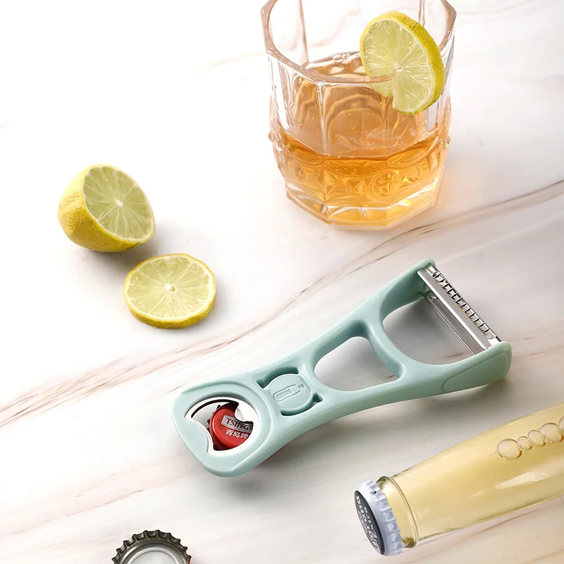 

Stainless Steel 3 In 1 Peeler with Bottle Opener Multi-purpose Melon Planer Gift Wholesale New Multifunctional Paring Knife