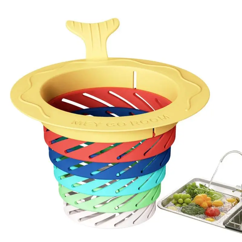 

Drain Cover Kitchen Sink Colorful Fish-Shaped Sink Screen Strainer Foldable Food Stainer Kitchen Anti-Clog Drain Stopper For