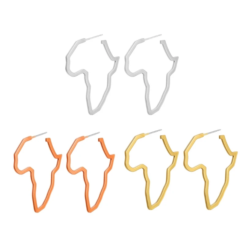 

Africa Map Earrings Declaration Jewelry Outline Texture Ethnic Style Earrings