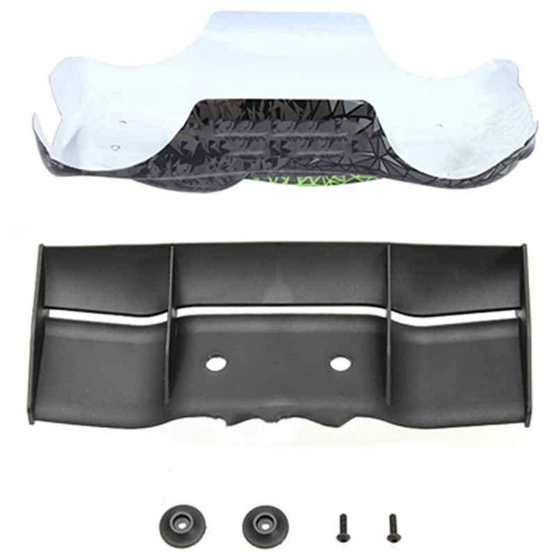 

2 Set For JLB Racing CHEETAH 1/10 Brushless RC Car Accessories: 1 Pcs Tail Wing EB1008 & 1 Set Car Body Shell EB1017