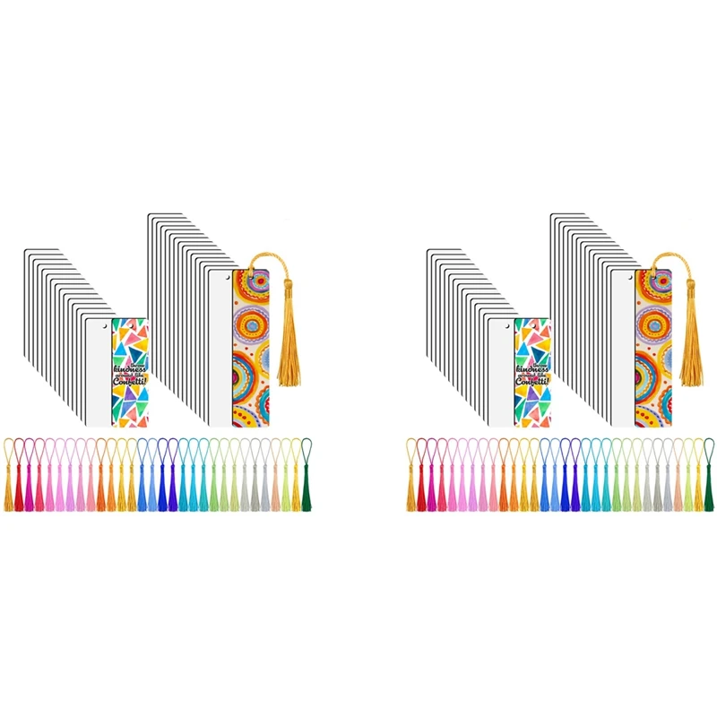 

60Pcs Sublimation Blank Bookmarks, Sublimation Blank Products DIY Bookmark Craft Projects Sublimation Double Sublimation