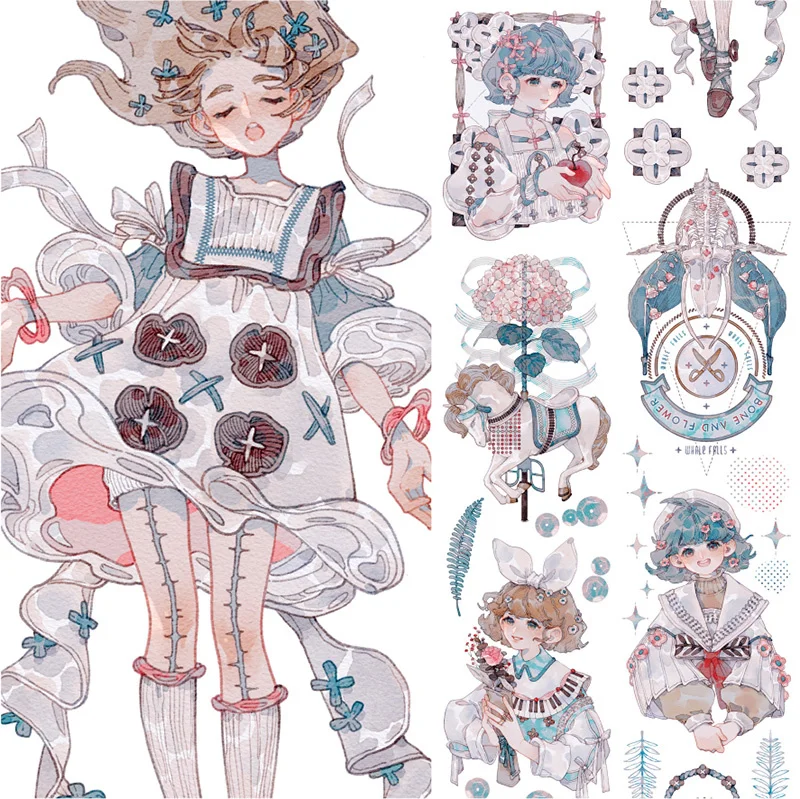 

1 Loop Washi New Adhesive Tape Character Collection Snow Taoyuan Lost Flower Rest