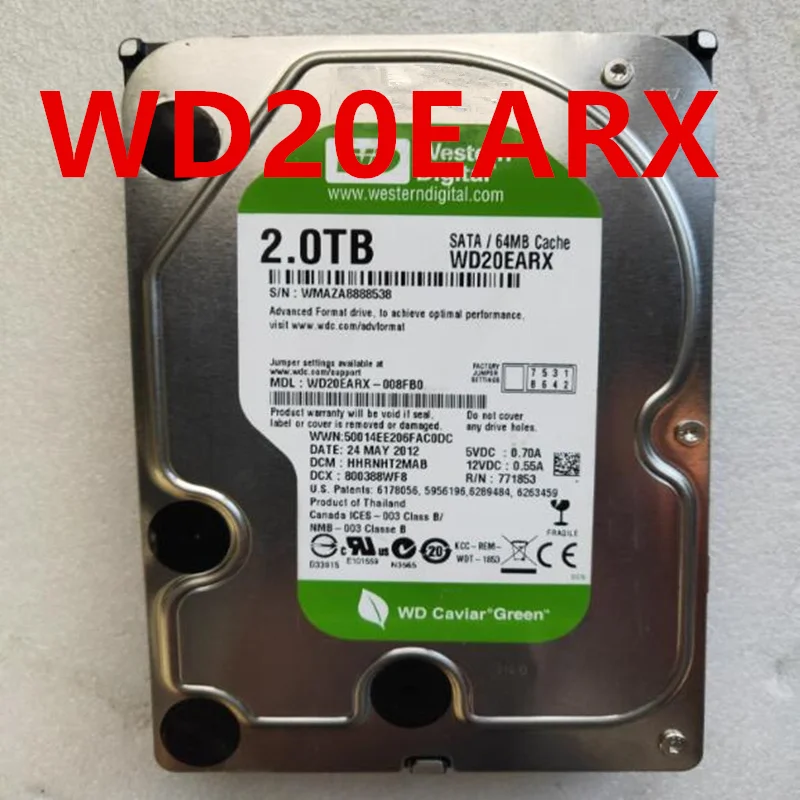 

Original 90% New Hard Disk For WD 2TB SATA 3.5" 7200RPM 64MB Desktop HDD For WD20EARX