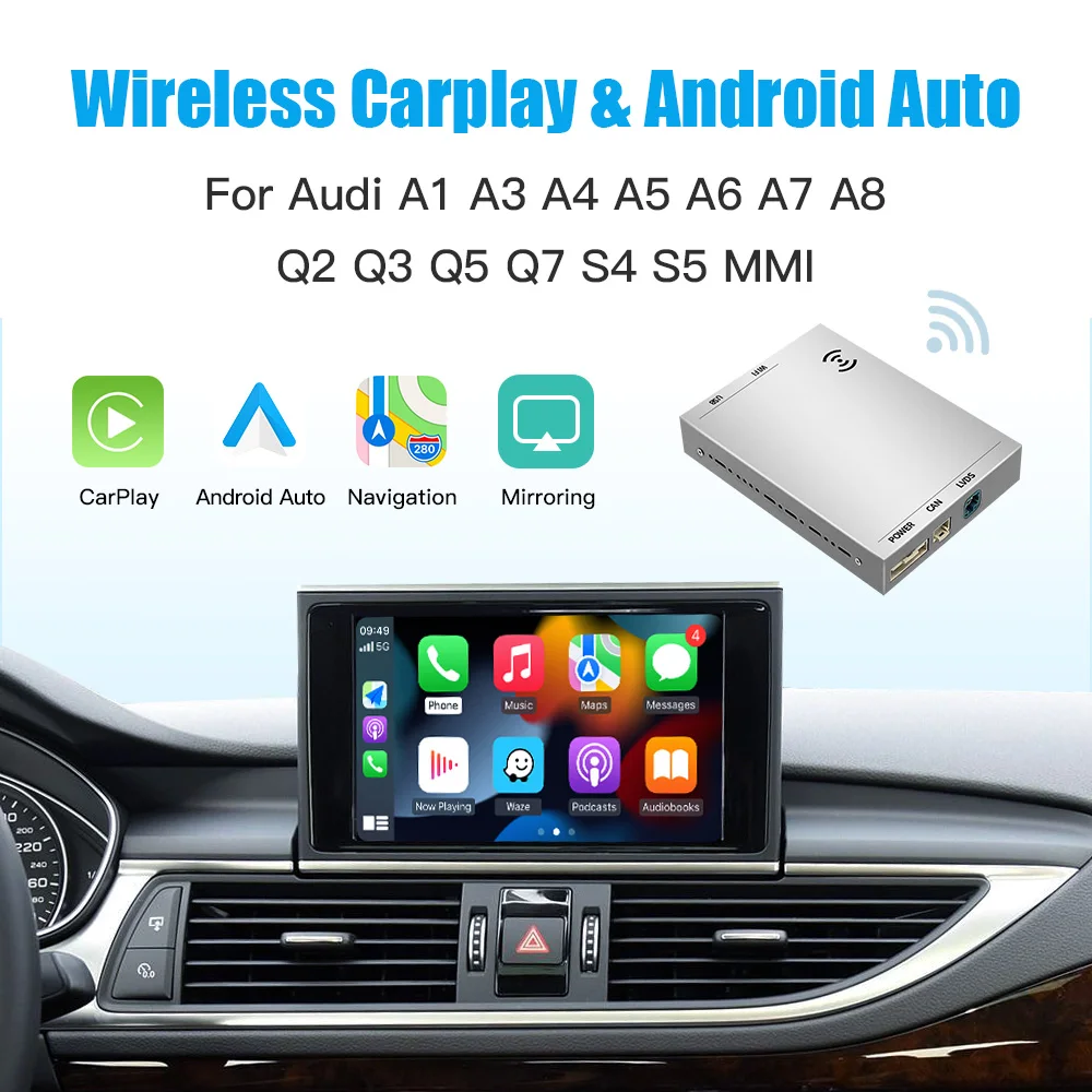 

CARABC Wireless Apple CarPlay Suitable For Audi A1 A3 A4 A5 A6 A8 Q2 Q3 Q5 Q7 MMI Module Android Auto Mirror Reverse Camera