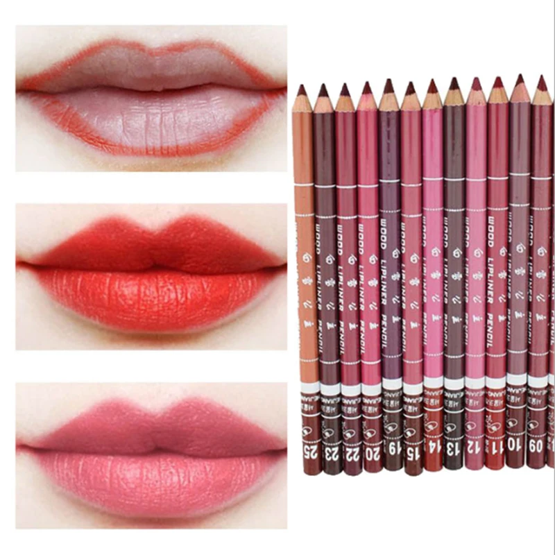 

Professional Wood Lip liner Waterproof Lady Charming Lip Liner Soft Pencil Makeup Women's Long Lasting Cosmetic Tool 28Color