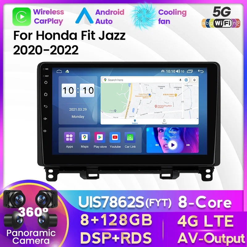 

9'' 2Din Android Car Radio For Honda Fit Jazz 2020-2022 Carplay BT DSP WIFI Automobile Intelligent System Car Multimedia Player