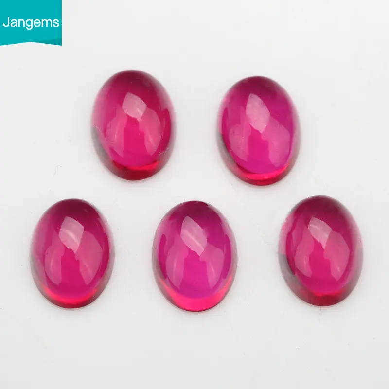 

2022 Size 3x5~10x14mm 5# Red Oval Shape Cabochon Synthetic Corundum Stone For Jewelry Making