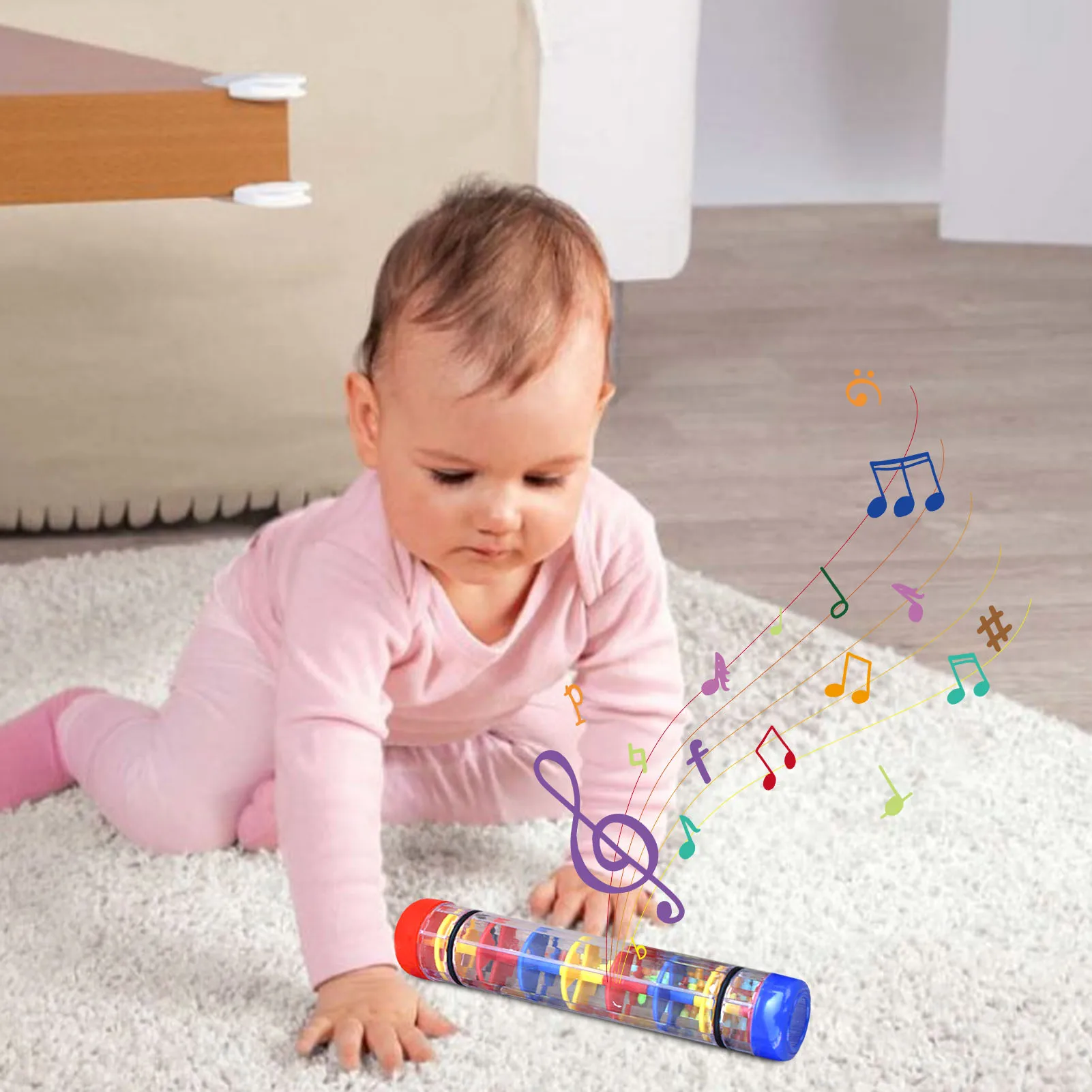 

Rain Stick Shaker Rattle Tube Rainbow Hourglass Mini Rainstick For Babies Music Sensory Auditory Instrument Toy For Baby Child