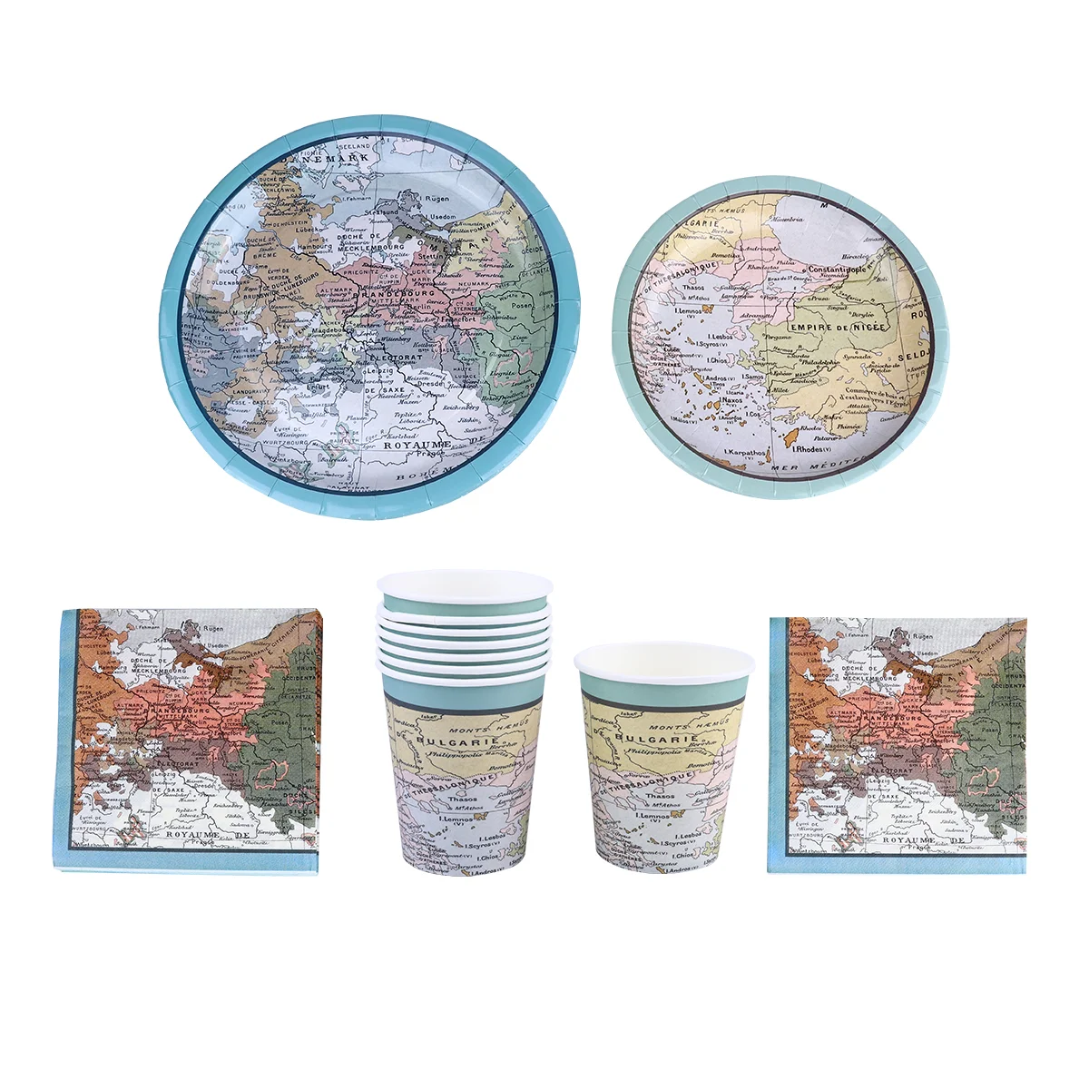 

44 Pcs 1 Set Disposable Paper Cups Recyclable Paper Plates Paper Cutlery Set