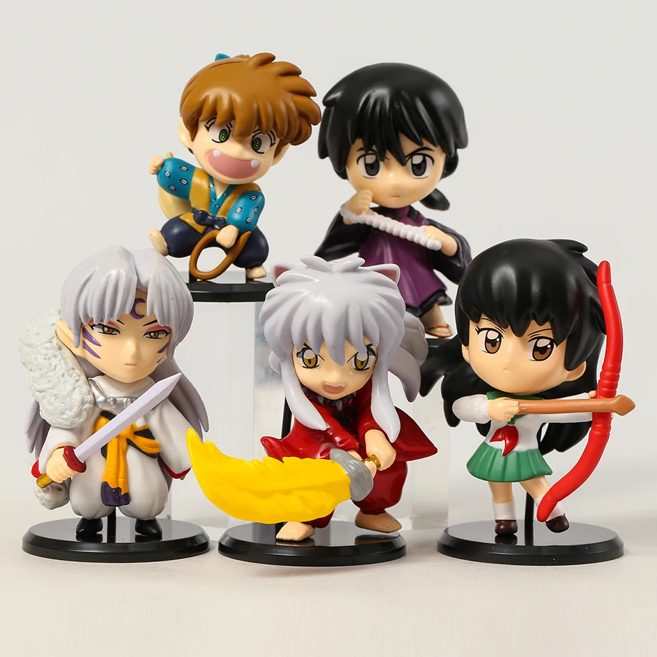 

5pcs 10cm Inuyasha Sesshomaru Higurashi Kagome Miroku Shippo Figure Model Toys Q Version Dolls Gift