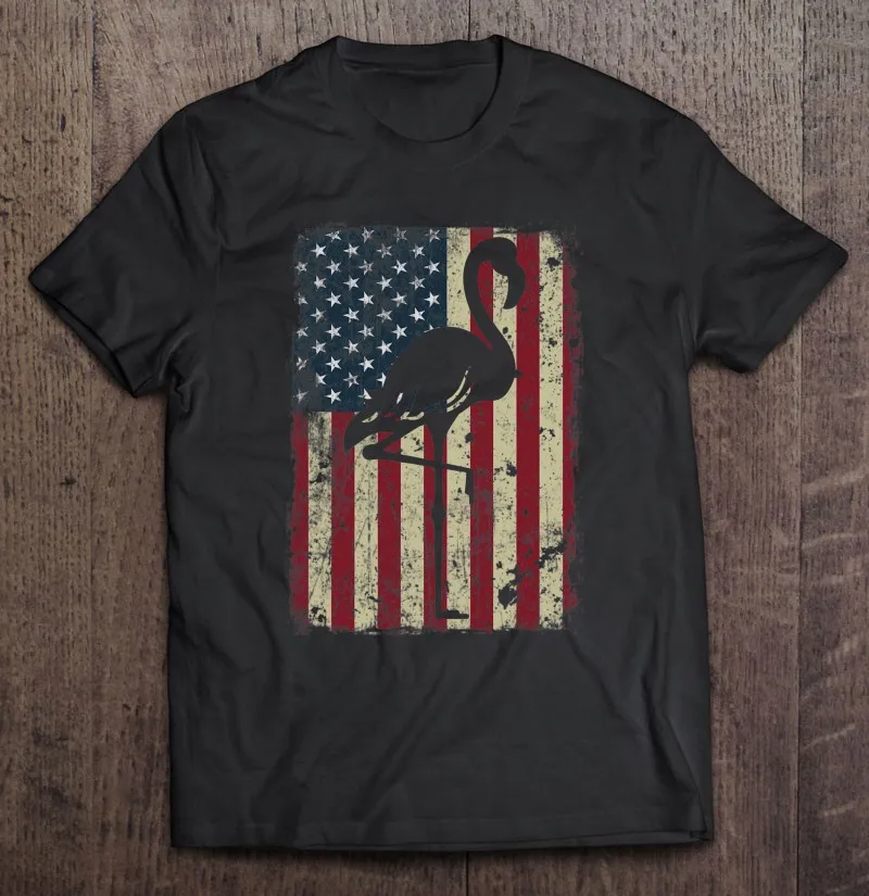 

Винтажная забавная патриотическая футболка с Фламинго 4 июля с американским флагом, футболка с аниме, мужские рубашки с индивидуальным прин...
