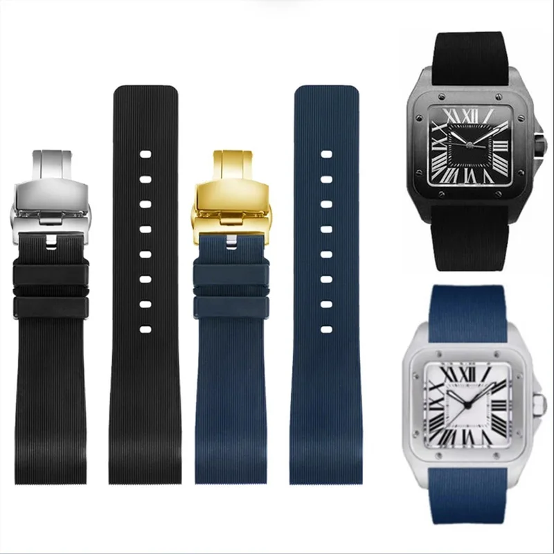 

Ремешок силиконовый для наручных часов, спортивный браслет для мужчин и женщин, Часовые аксессуары, браслет для Картонных Часов Santos100 W20073X8 W20106X8 W2020008, 20 мм 23 мм