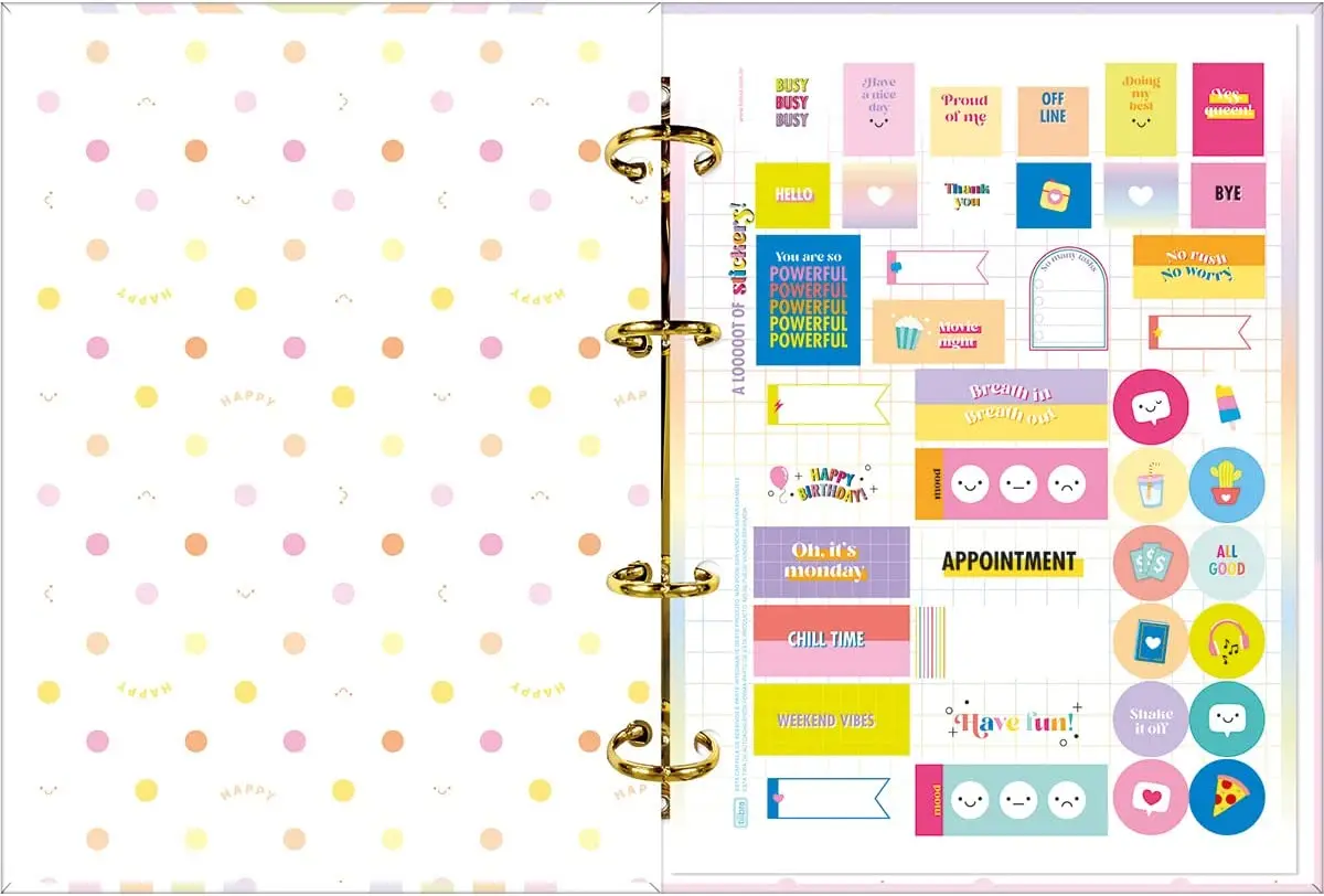 

NEW Caderno Argolado Cartonado Colegial Happy 160 Folhas - 332518 caderno